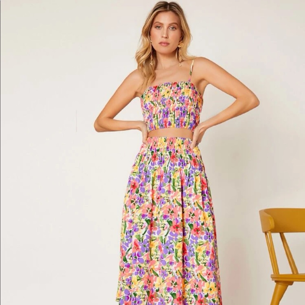 SHEIN Floral Print Midi Skirt - Multicolor
